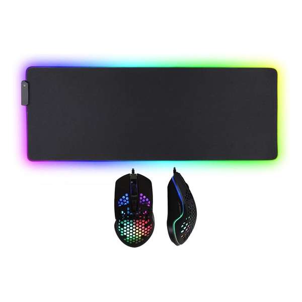 RGB Muismat XXL + RGB Muis - Muis Gaming - Muismat Gaming - Pro Gaming - 80 * 30 CM - Verstelbare DPI 6400 RGB Muismat XXL + RGB Muis - Muis Gaming - Muismat Gaming - Pro Gaming - 80 * 30 CM - Verstelbare DPI 6400