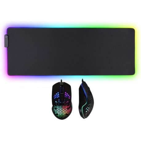 RGB Muismat XXL + RGB Muis - Muis Gaming - Muismat Gaming - Pro Gaming - 80 * 30 CM - Verstelbare DPI 6400