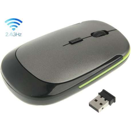 Draadloze Muis 2.4Ghz |Extra Dun |Plug & Play | Grijs / Grey | Draadloze USB ontvanger| Universeel