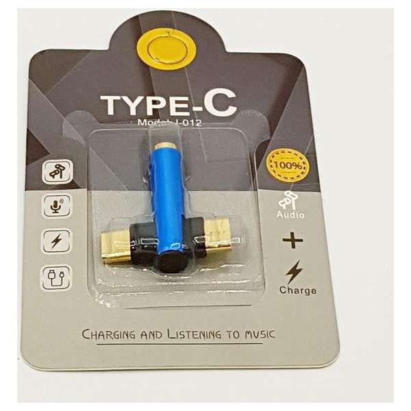 Dubbele USB-C naar 3,5mm Jack audio adapter - blauw Dubbele USB-C naar 3,5mm Jack audio adapter - blauw
