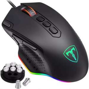 T-Dagger Force Muis + Muismat | Optische Muis | Game Muis Bedraad |MOBA+MMO | 12000 DPI | RGB