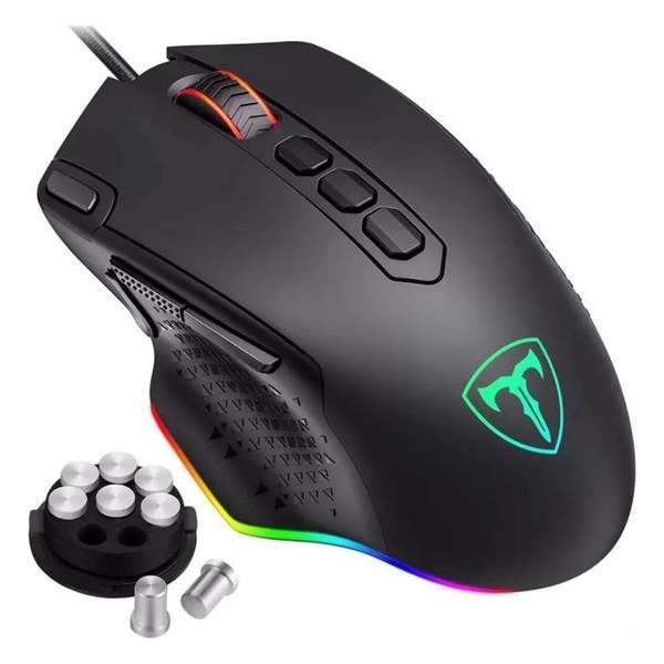T-Dagger Force Muis + Muismat | Optische Muis | Game Muis Bedraad |MOBA+MMO | 12000 DPI | RGB