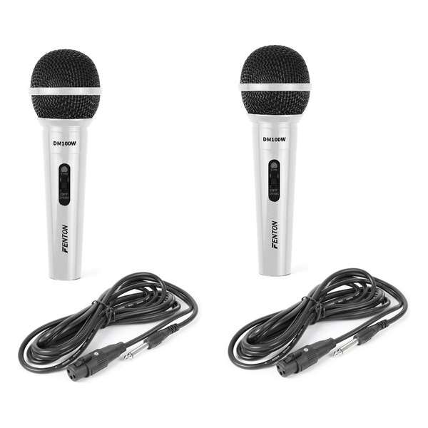 Karaoke microfoon - Fenton DM100W - Set van twee karaoke microfoons - Ook geschikt voor de DJ!- Wit Karaoke microfoon - Fenton DM100W - Set van twee karaoke microfoons - Ook geschikt voor de DJ!- Wit