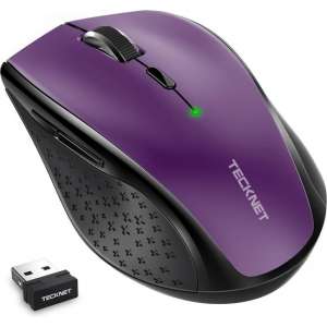 TeckNet Classic 2.4G Draadloze Muis, M2 | 4800DPI | 30 maanden batterijduur | Paars