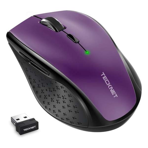 TeckNet Classic 2.4G Draadloze Muis, M2 | 4800DPI | 30 maanden batterijduur | Paars