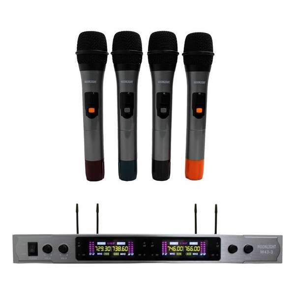 Draadloze 4 Kanaals Microfoonset UHF (Moonlight)