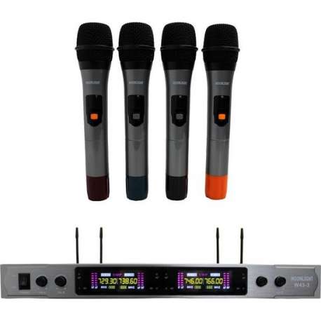 Draadloze 4 Kanaals Microfoonset UHF (Moonlight)