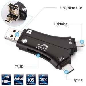 4 in 1 iPhone/Micro usb/USB Type-c/USB SD Card Reader