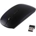 2.4 GHz draadloze ultra dun optische lasermuis met USB Mini ontvanger  Plug nl Play(zwart)