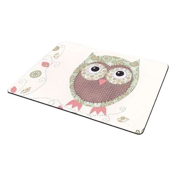 Muismat Uilen met textiel toplaag - 22 x 18 cm