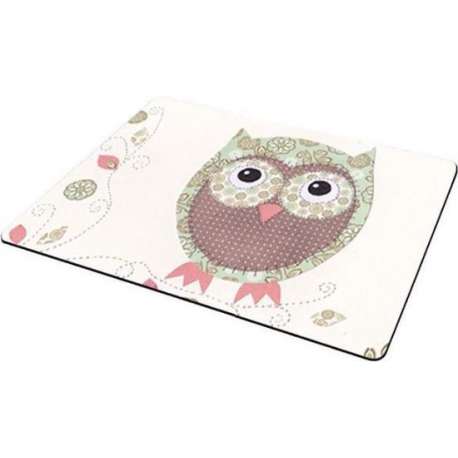 Muismat Uilen met textiel toplaag - 22 x 18 cm