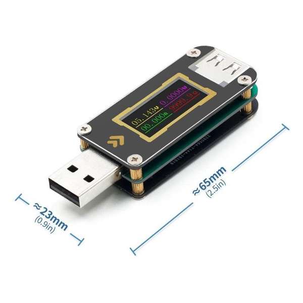 FNB28 USB Voltmeter, Capaciteit en Spanning meter - OLED Kleuren display