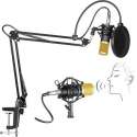 NÖRDIC BM800 Microfoonkit met condensatormicrofoon, tafelstandaard popfilter, shockmount en audiokabel, Zwart
