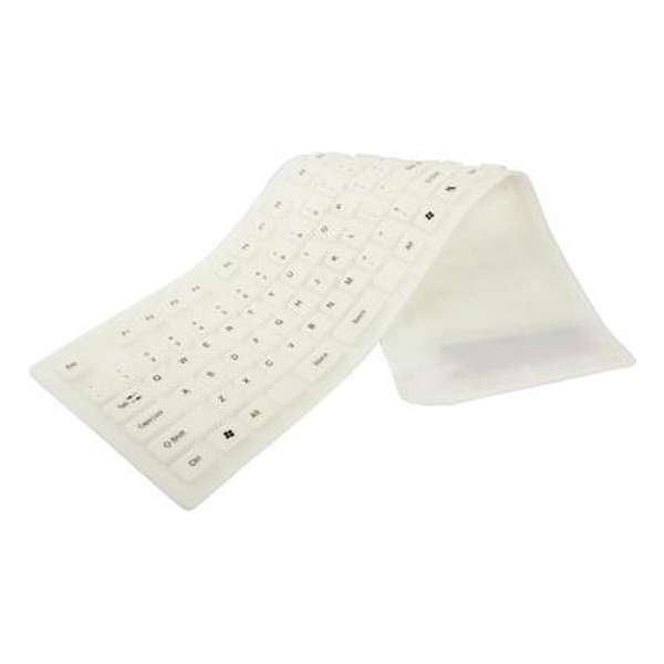 109 toetsen USB 2.0 Full Sized Waterdicht flexibele siliconen toetsenbord wit