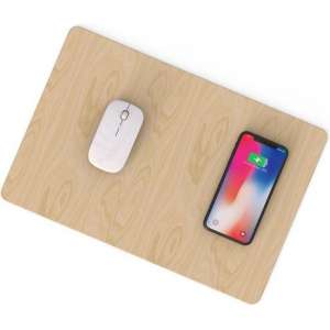 Jakcom Draadloze Muis mat + Wirless charger |Hout Kleur | Laad je toestel draadloos op met je muismat!