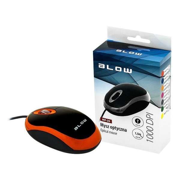 Optische, bedrade muis WIRED MP-20 BLOW USB 100DPI oranje