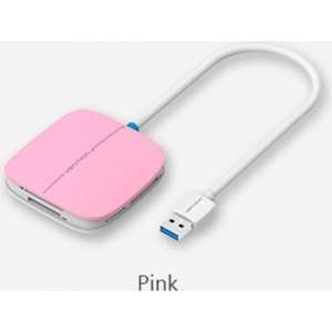 USB 3.0 kaartlezer voor SD/TF/CF/XD /MS Micro SD - Roze 50cm Kabel