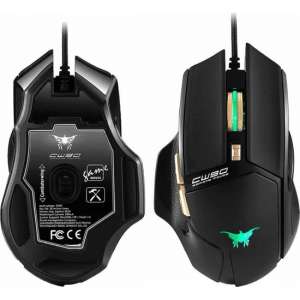 Combatwing CW90-RGB-lichts programmeerbare 6 knoppen 3800 DPI Wired Gaming muis muizen voor Computer PC Laptop Macbook (zwart)