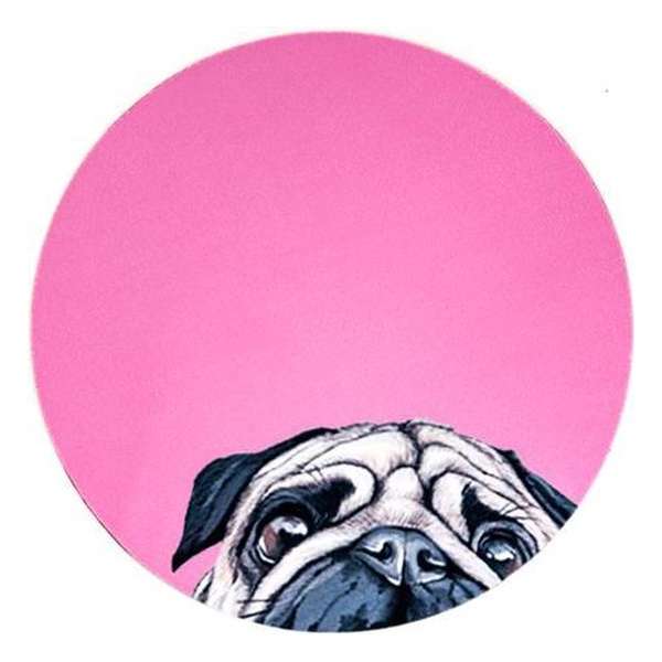 Moodadventures | Muismatten | Muismat Mopshondje Roze Rond | 20 x 20 cm. Moodadventures | Muismatten | Muismat Mopshondje Roze Rond | 20 x 20 cm.