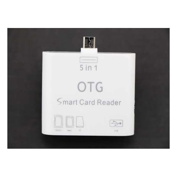 Micro USB OTG Camera Connection Kit met 5-in-1 Card Reader & USB Hub, wit , merk i12Cover Micro USB OTG Camera Connection Kit met 5-in-1 Card Reader & USB Hub, wit , merk i12Cover
