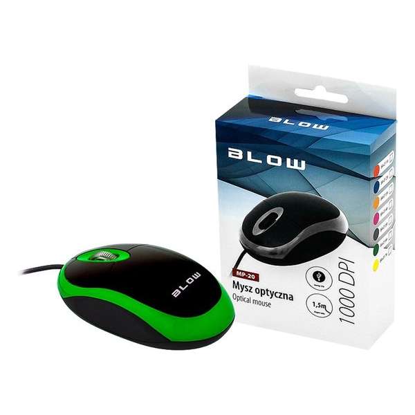 Optische, bedrade muis WIRED MP-20 BLOW USB 100DPI groen