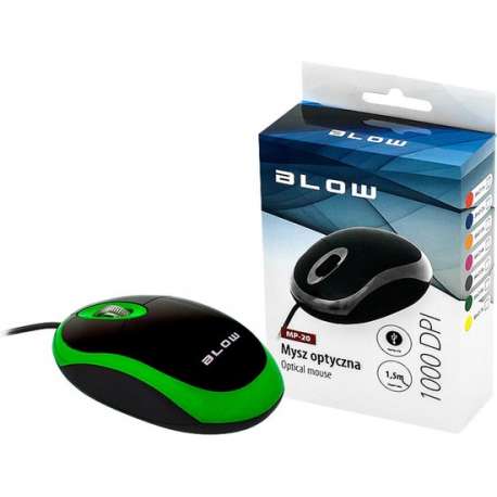 Optische, bedrade muis WIRED MP-20 BLOW USB 100DPI groen