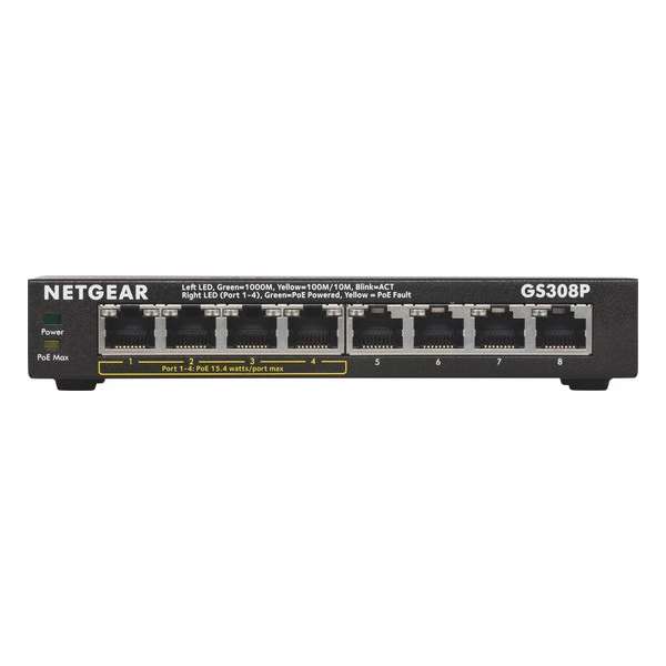 Netgear GS308P - Switch - 4 PoE aansluitingen