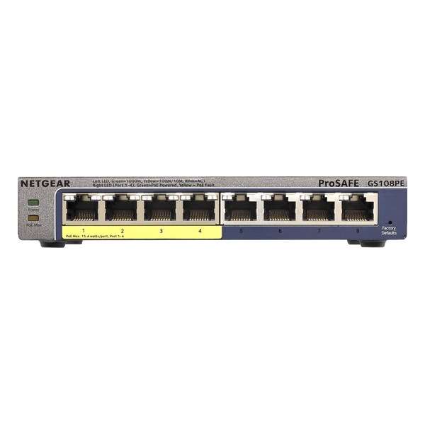Netgear ProSafe GS108PE - Netwerk Switch - v3 - Smart managed Netgear ProSafe GS108PE - Netwerk Switch - v3 - Smart managed
