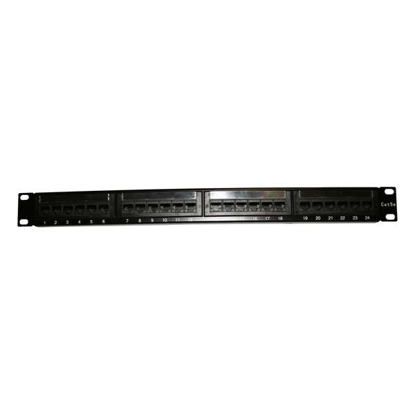 Patch Panel UTP 19" 24x RJ45 cat.5e, kabel drager