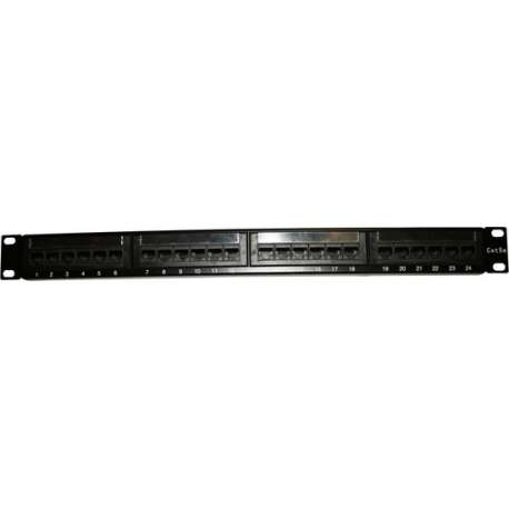 Patch Panel UTP 19" 24x RJ45 cat.5e, kabel drager