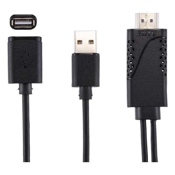 1080P USB 2.0 Man + USB 2.0 Vrouw naar HDMI HDTV AV Adapterkabel smartphones - Zwart 1080P USB 2.0 Man + USB 2.0 Vrouw naar HDMI HDTV AV Adapterkabel smartphones - Zwart
