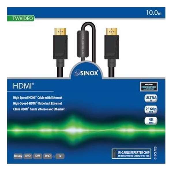 Sinox actieve HDMI kabel - versie 2.0b (4K 60Hz HDR) - 10 meter