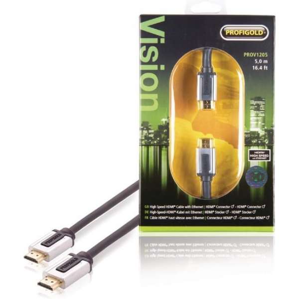Profigold Prov1205 High Speed Hdmi-kabel met Ethernet Hdmi-connector - Hdmi-connector 5,00 M Zwart