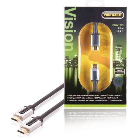 Profigold Prov1205 High Speed Hdmi-kabel met Ethernet Hdmi-connector - Hdmi-connector 5,00 M Zwart