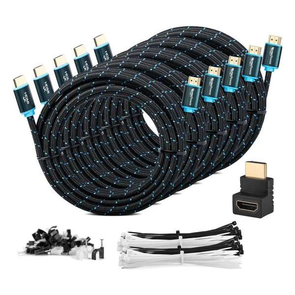 MutecPower 5 STUKS 3 m HDMI-kabel 2.0 - Hoge snelheid met Ethernet 4Kx2K / 60HZ Ultra HD 2160p / Full HD 1080p - Zwart - 3 meter MutecPower 5 STUKS 3 m HDMI-kabel 2.0 - Hoge snelheid met Ethernet 4Kx2K / 60HZ Ultra HD 2160p / Full HD 1080p - Zwart - 3 meter