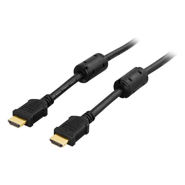 DELTACO HDMI-1080, High Speed HDMI met Ethernet, 1080i 60Hz, HDMI A mannelijk-mannelijk, verguld, 15m