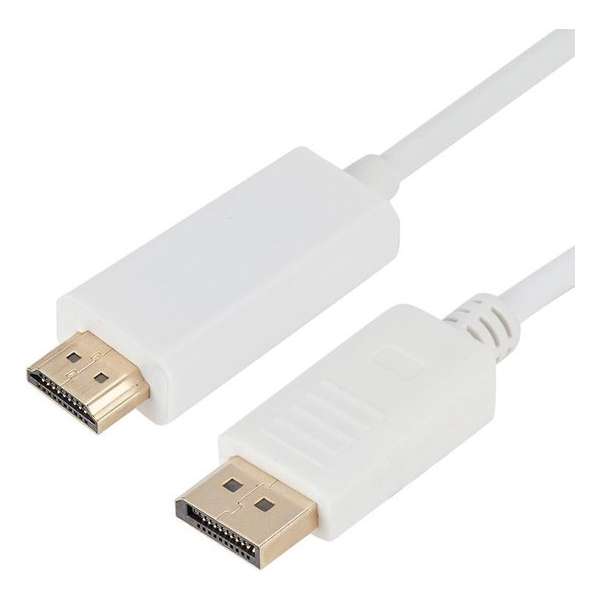 Displayport Male naar HDMI Male Adapter Kabel | 1.8M | Wit / White
