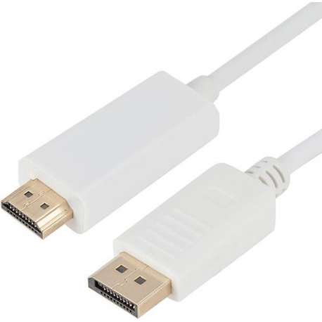 Displayport Male naar HDMI Male Adapter Kabel | 1.8M | Wit / White