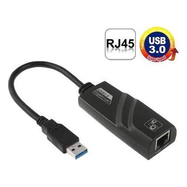 USB 3.0 Male naar Ethernet (RJ45) Female Adapter voor o.a. Laptop | Tot 1000Mbps | Premium Kwaliteit | Zwart
