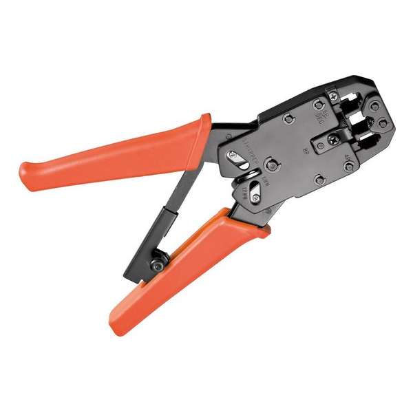 S-Impuls Krimptang met ratelmechanisme voor RJ10, RJ11, RJ12 en RJ45 connectoren / metaal