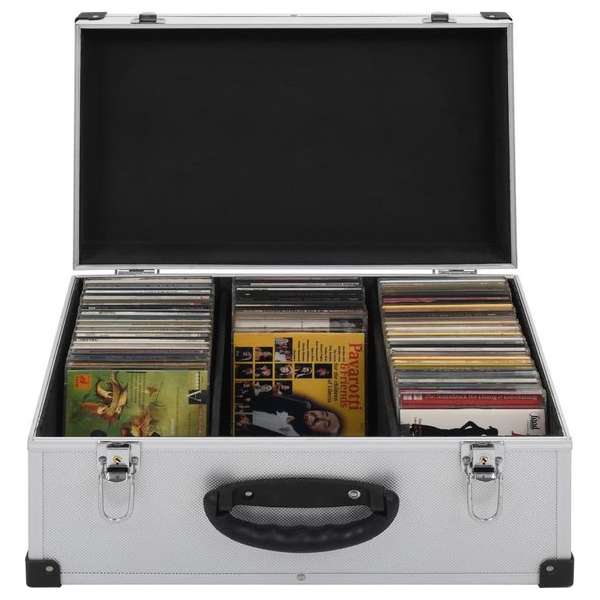 vidaXL Cd-koffer voor 60 cd's aluminium ABS zilverkleurig vidaXL Cd-koffer voor 60 cd's aluminium ABS zilverkleurig