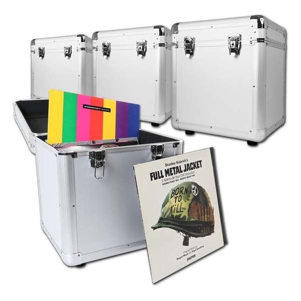 Platenkoffer - Set van 4 platenkoffers (12) van Power Dynamics voor 300 platen - Zilver Platenkoffer - Set van 4 platenkoffers (12) van Power Dynamics voor 300 platen - Zilver