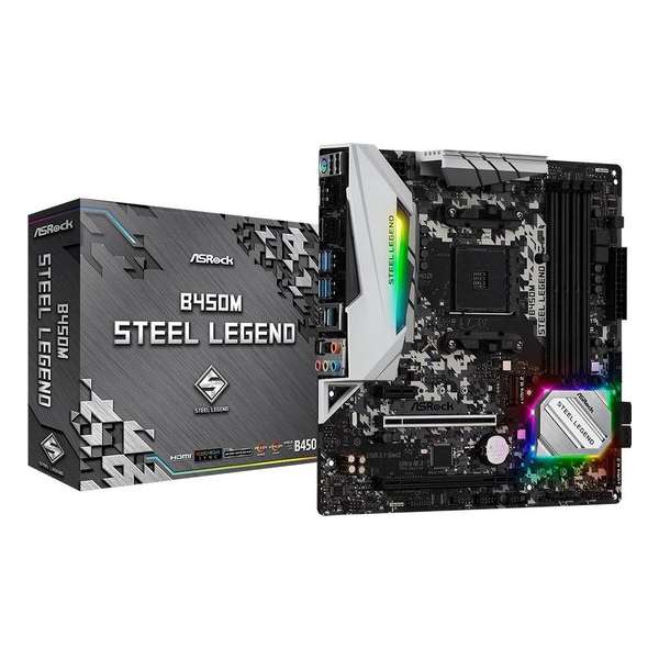 Asrock B450M Steel Legend moederbord Socket AM4 Micro ATX AMD B450
