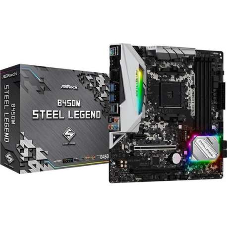 Asrock B450M Steel Legend moederbord Socket AM4 Micro ATX AMD B450