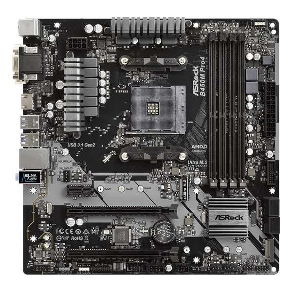 Asrock B450M Pro4 Socket AM4 micro ATX AMD B450