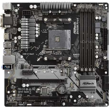 Asrock B450M Pro4 Socket AM4 micro ATX AMD B450