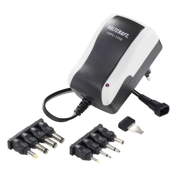 VOLTCRAFT Stekkernetvoeding, instelbaar 3 V/DC, 4.5 V/DC, 5 V/DC, 6 V/DC, 7.5 V/DC, 9 V/DC, 12 V/DC 2250 mA 27 W