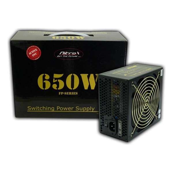 Inter-Tech Nitrox FP-650W power supply unit ATX Zwart, Groen