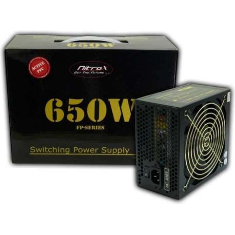 Inter-Tech Nitrox FP-650W power supply unit ATX Zwart, Groen
