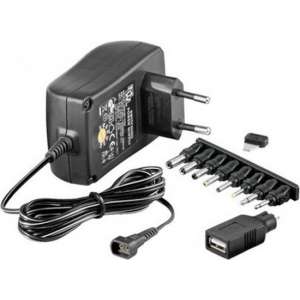 TECHLY 301948 Techly Uniwersalny zasilacz sieciowy 3-12V 1.5A 18W z 9 wymiennymi ko–c—wkami